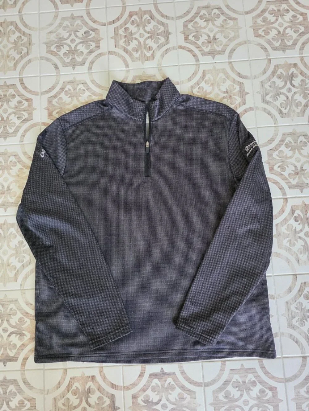 Callaway Golf Men's Quarter-Zip Textured Grid Performance Pullover Fleece Jacket